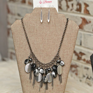 Matte Silver and black enamel Drop Earrings by PD